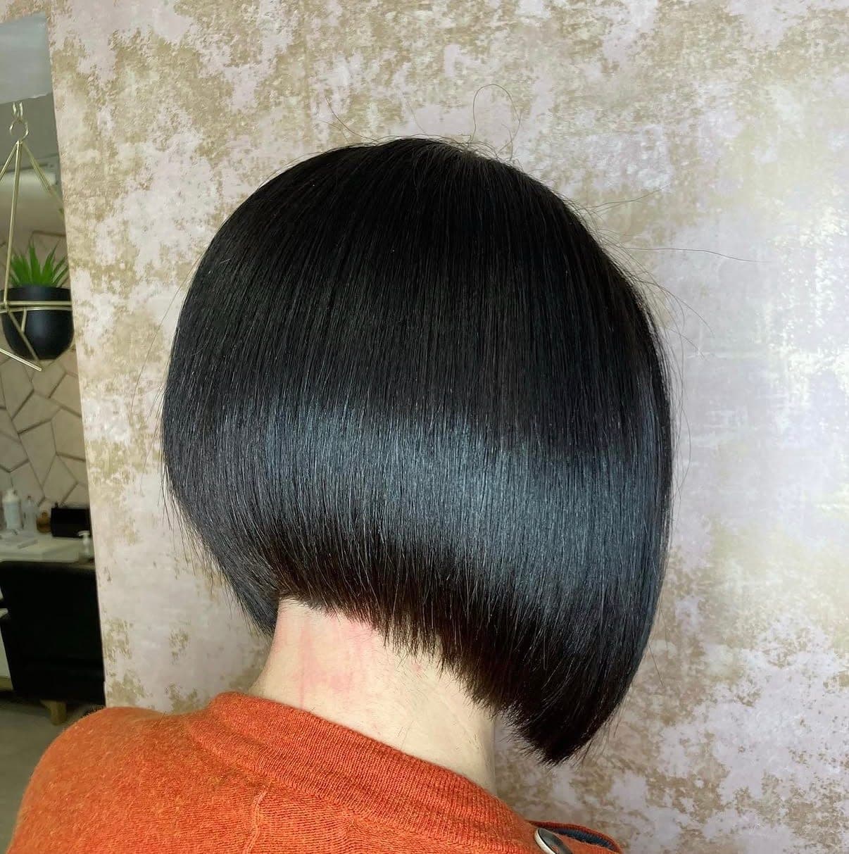 A graduated bob cut with a clean, sharp outline